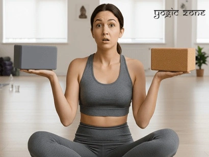 Feature image of blog on cork vs foam yoga blocks by yogiczone.com