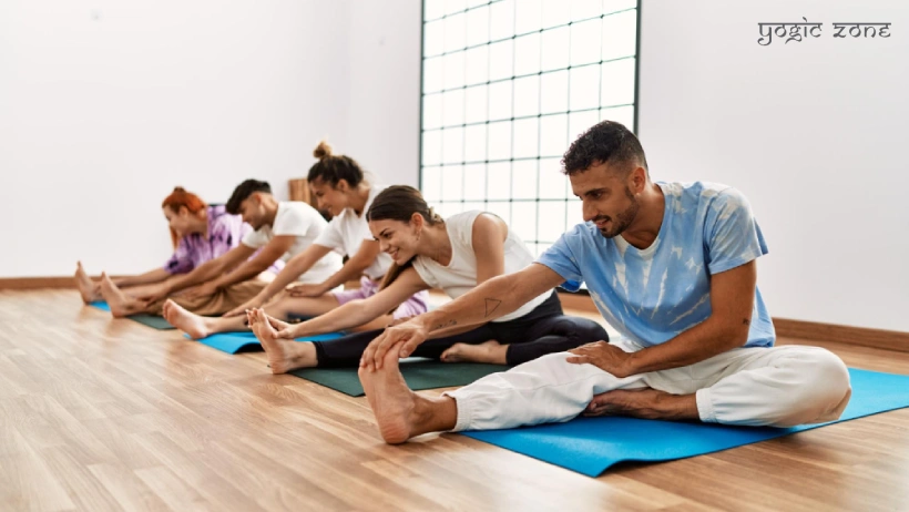 Types of Yoga. Students practicing yoga
