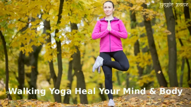 Lady practicing walking yoga