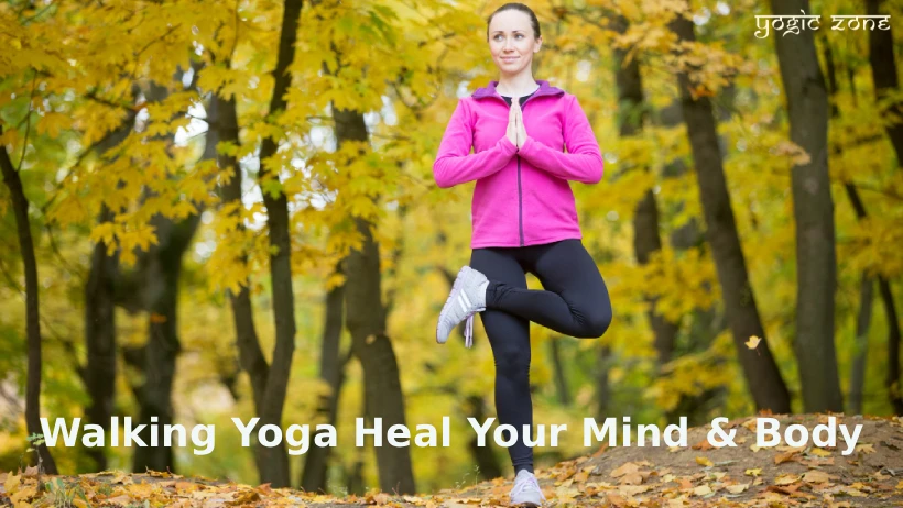 Lady practicing walking yoga