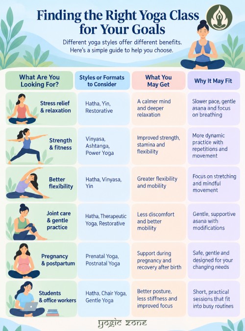 Finding the Right Yoga Class for Your Goals. Blog Infographic