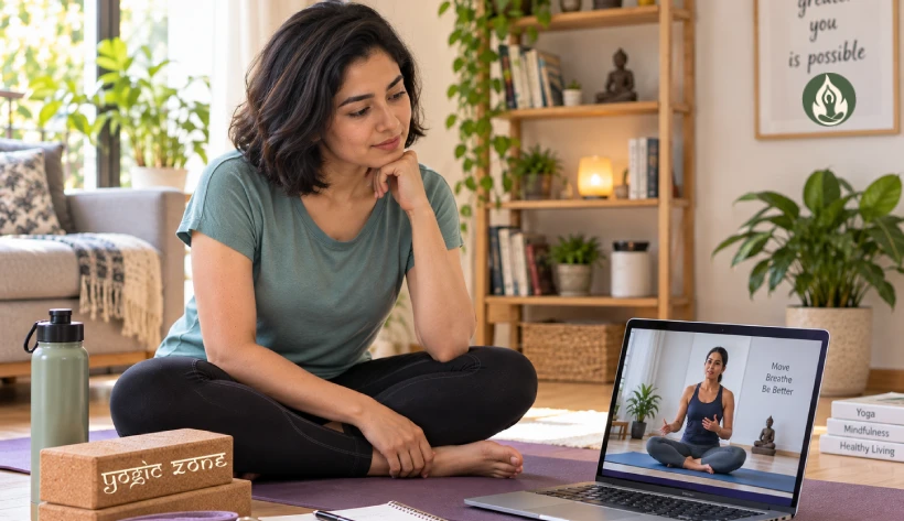 Online yoga instructor. Article feature image